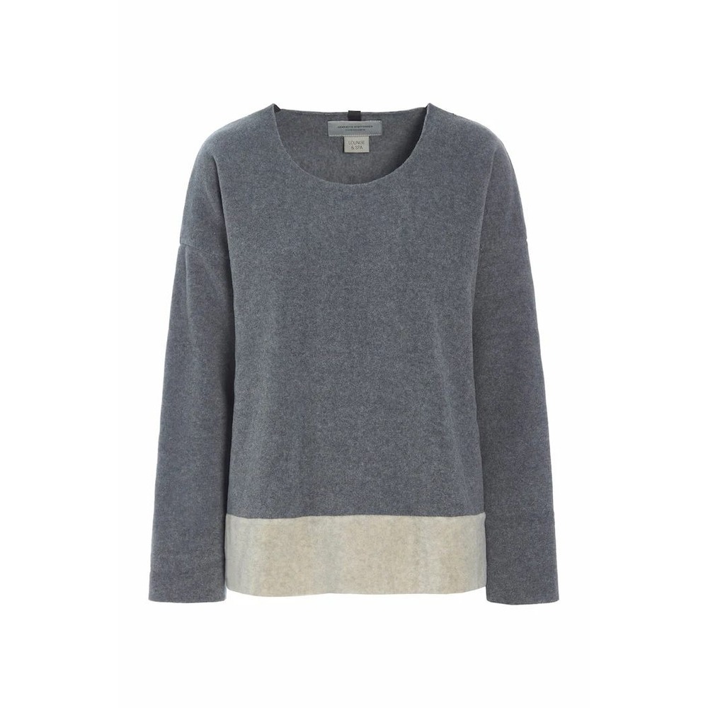 Henriette Steffensen Lounge Spa Fleece Pullover Oversized Grey Colorblock Scandi